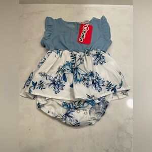 PatPat Sleeveless Dress White and Blue Floral Print‎ Infant Size 9-12 Months NWT